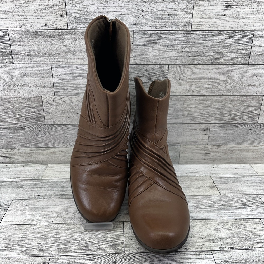 Rockport ‎ Brynn Rouched Tan Leather Ankle Boots Women Size 7